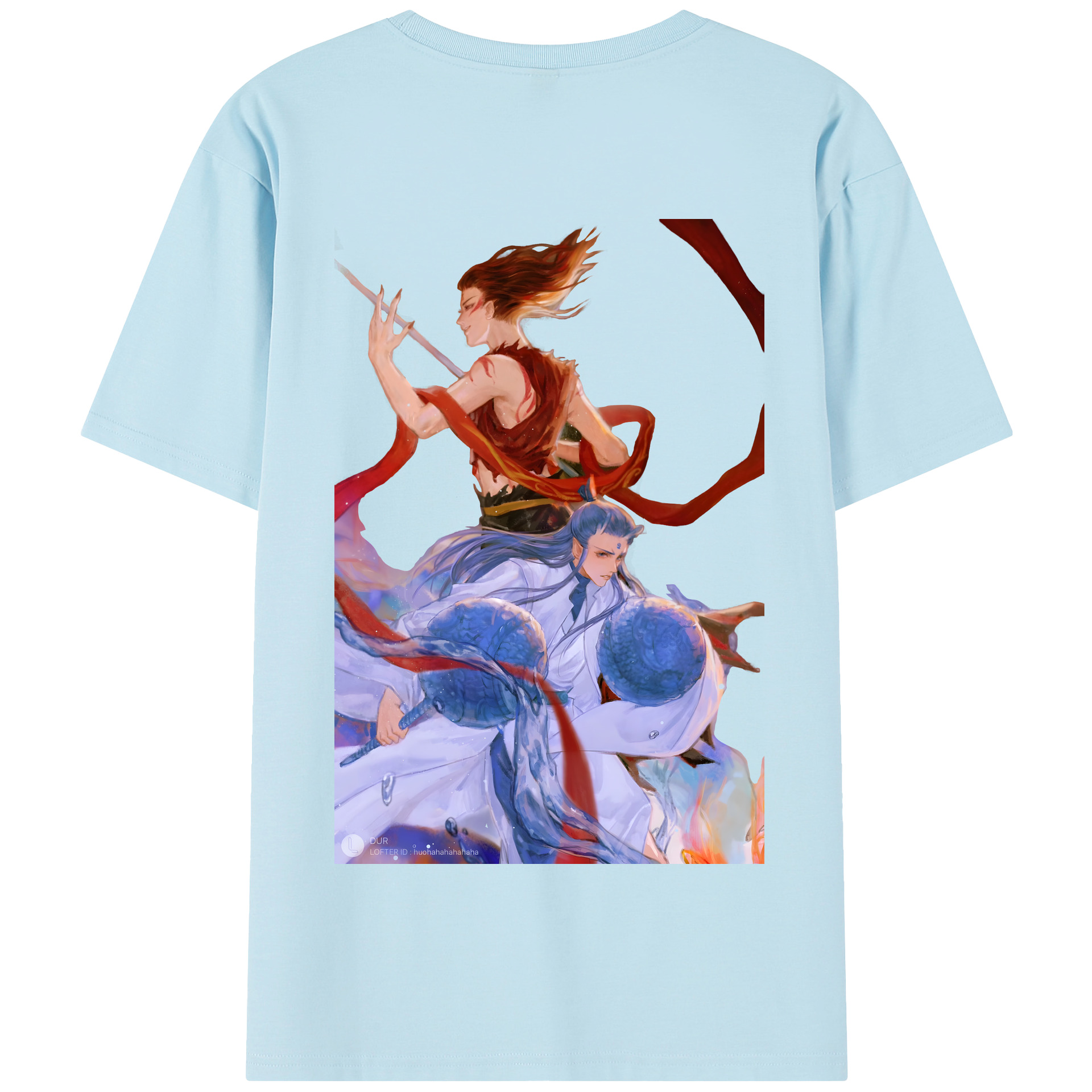 （画像用） Ne Zha 2 ナタ 魔童の大暴れ 綿100％半袖Tシャツ（背面プリント）